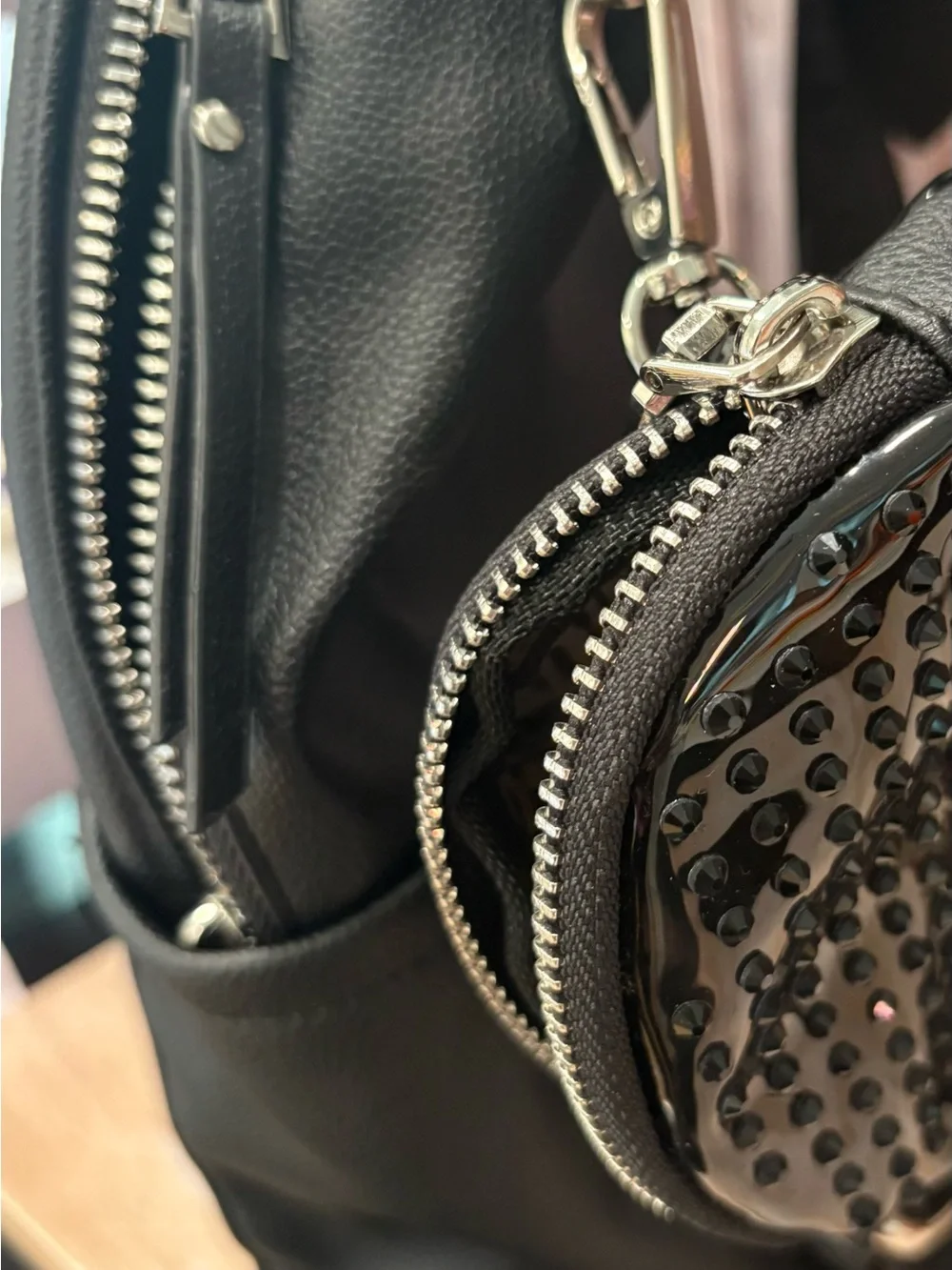 Madden NYC Black Mini Backpack with Front Zip Pockets